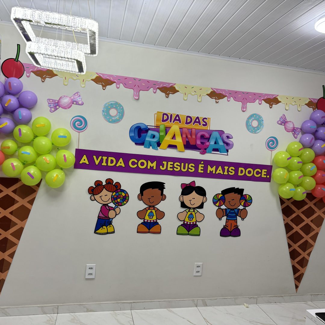 Kit dia das crianças 3D A vida com Jesus é mais doce.