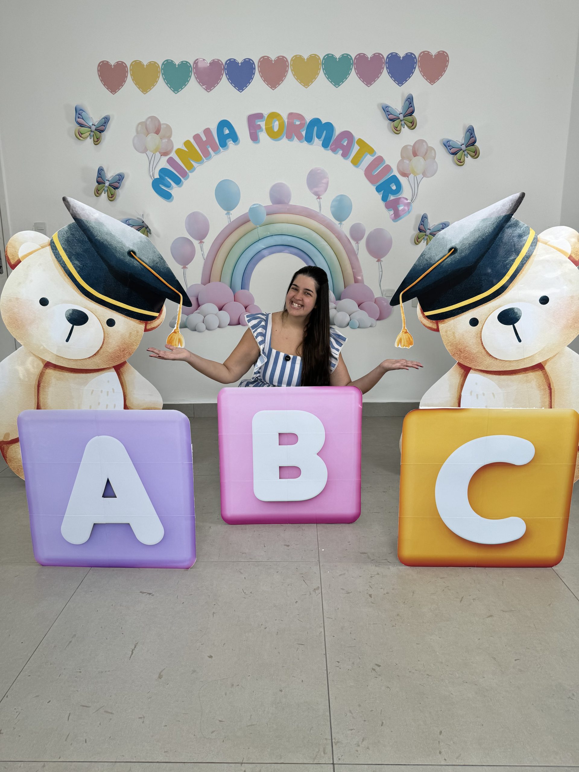 🎓 Painel Cenário Formatura Ursinhos 3D 🧸✨