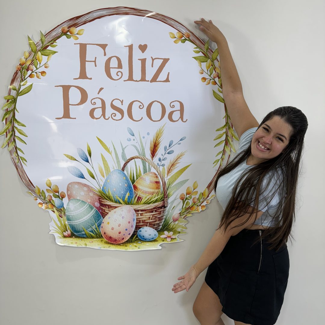 🌿✨ Cartaz Circular Feliz Páscoa ✨🌿