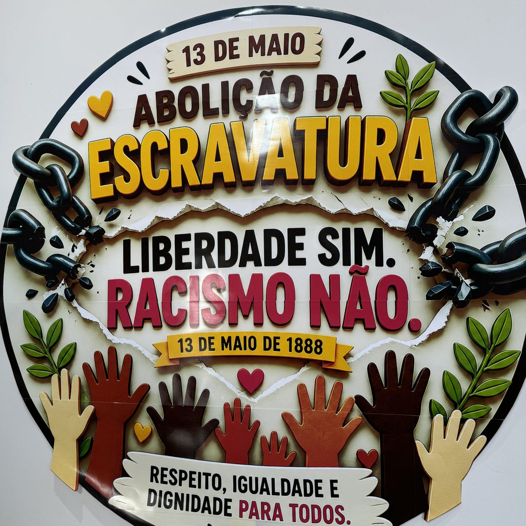 ✊🏾 Cartaz Circular — Abolição da Escravatura