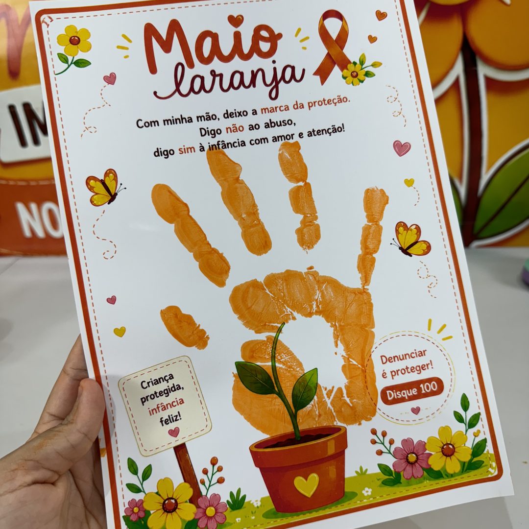 🧡 Atividade Maio Laranja — Minha mão deixa a marca da proteção