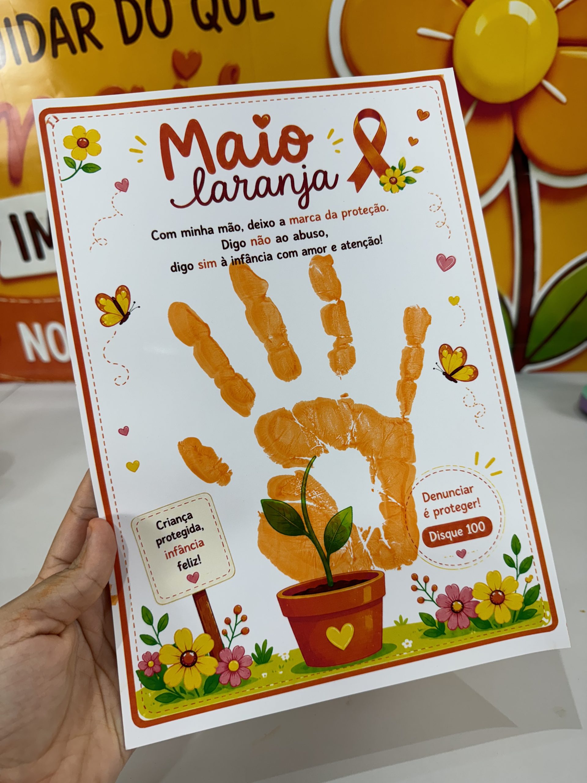 🧡 Atividade Maio Laranja — Minha mão deixa a marca da proteção