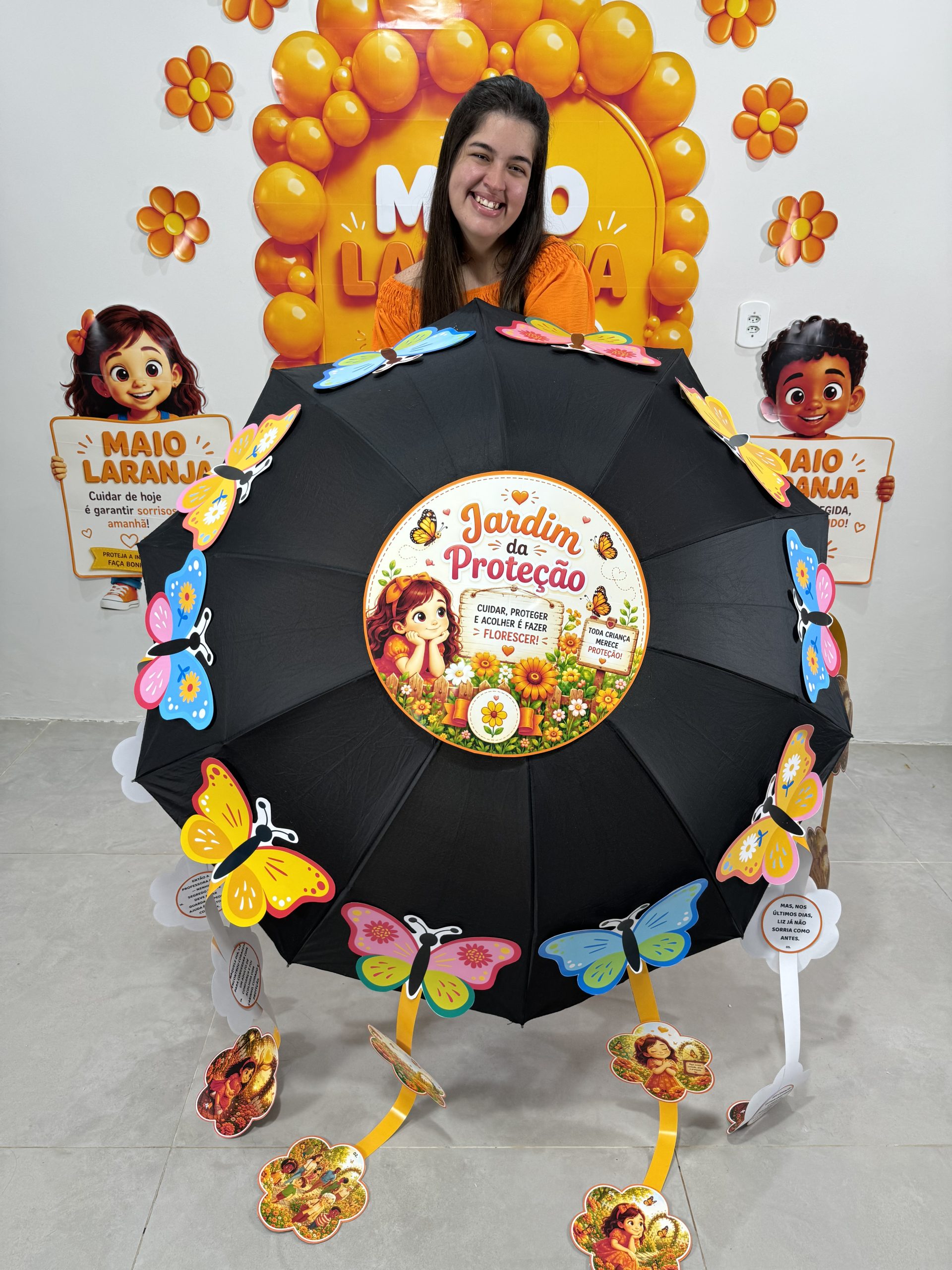 🧡 História no Guarda-Chuva, Jardim da Proteção 🌼