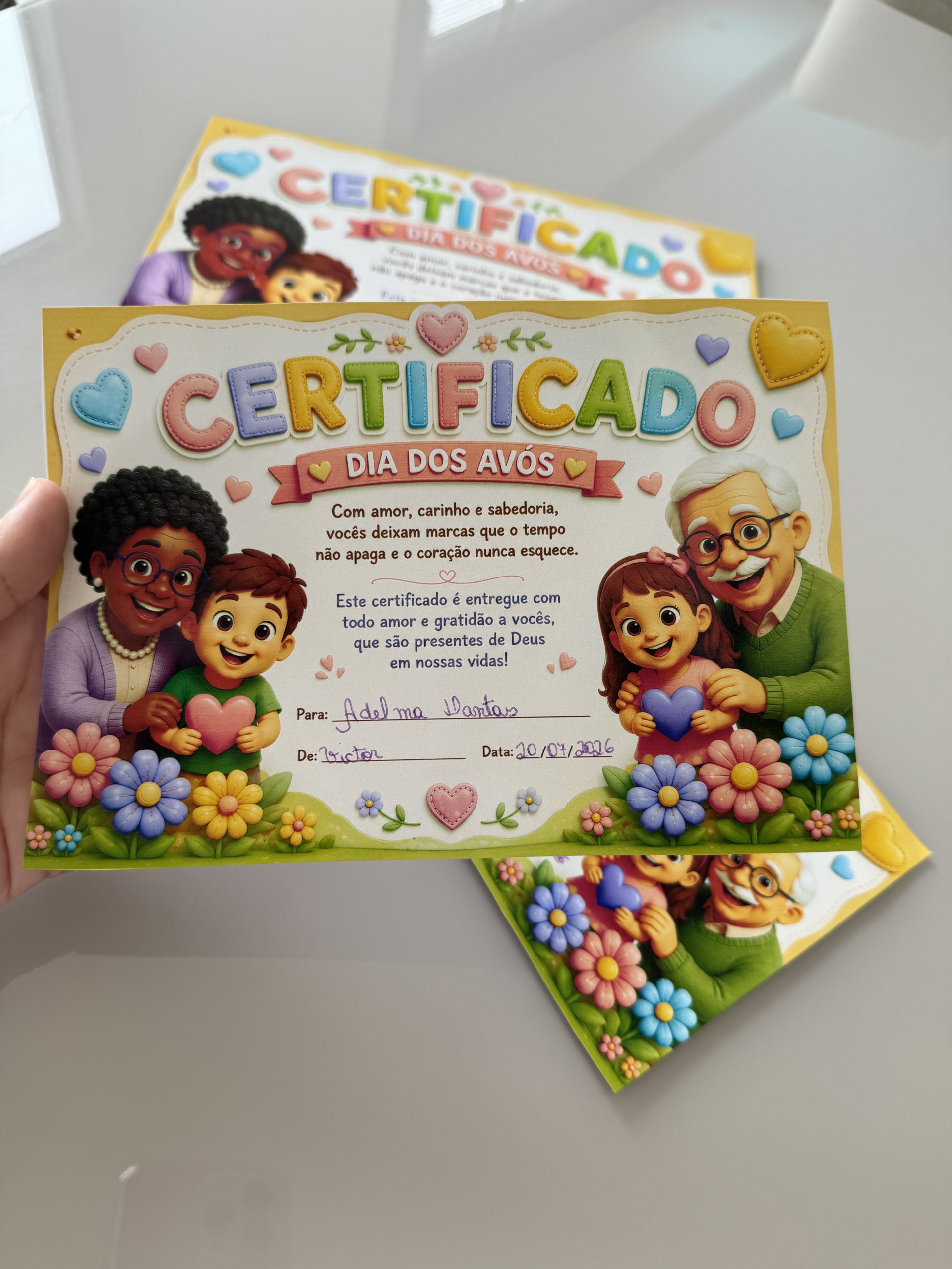 🏅 Certificado Dia dos Avós 💕