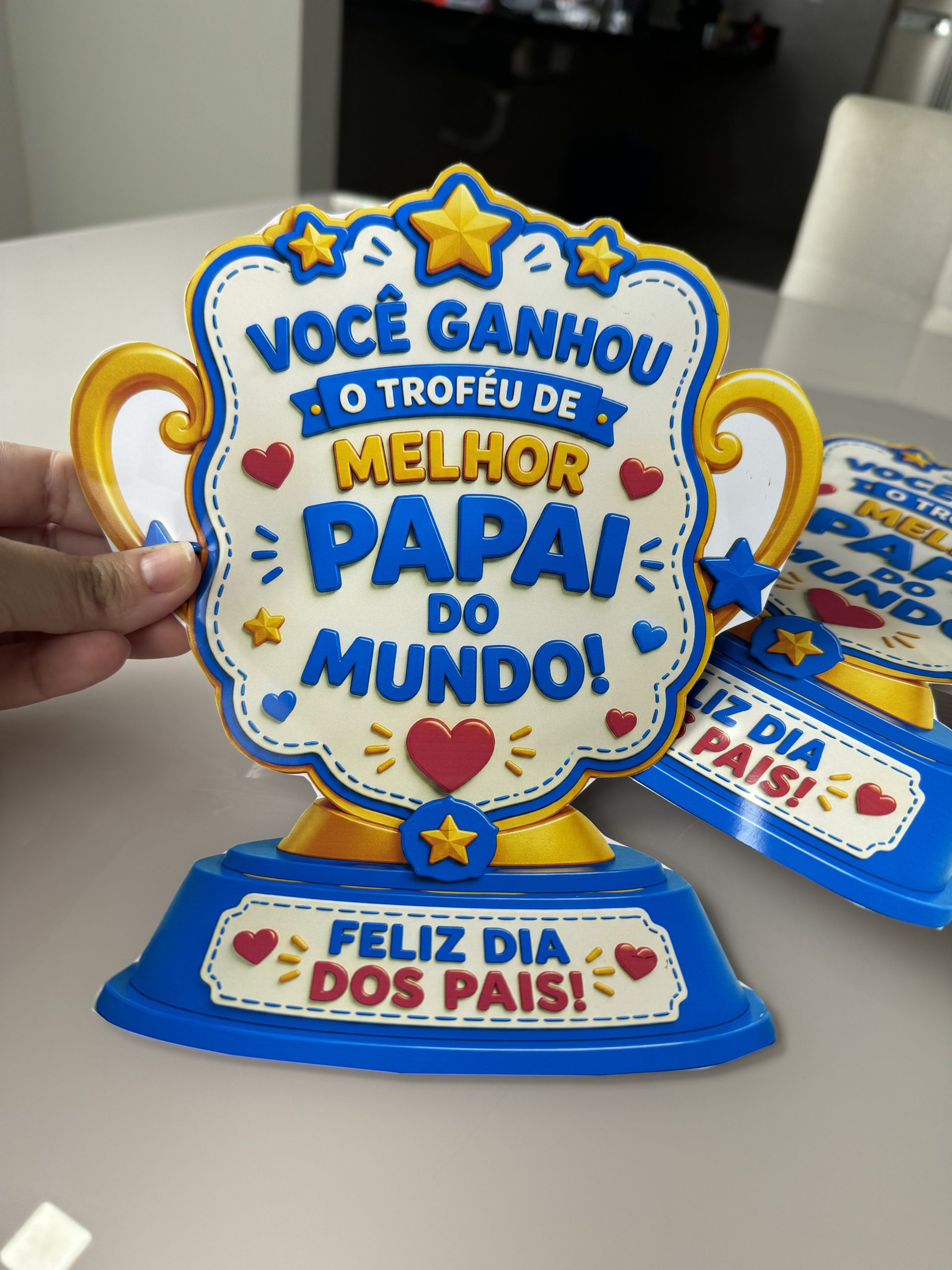 🏆💙 Lembrancinha Troféu Melhor Pai do Mundo – Porta-Guloseimas