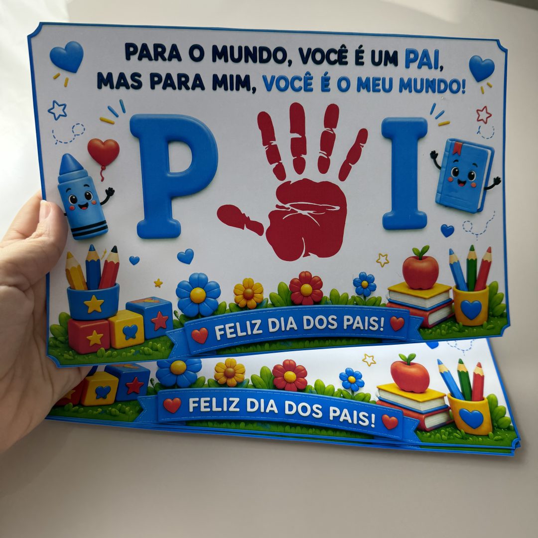🖐️💙 Atividade Dia dos Pais – Carimbe a Mão