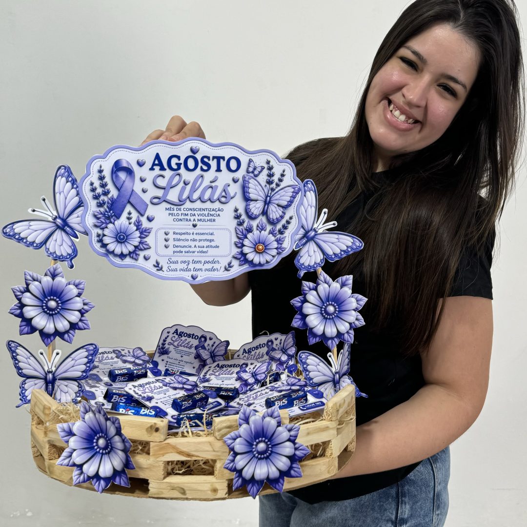 💜✨ Cesta + Lembrancinha Agosto Lilás