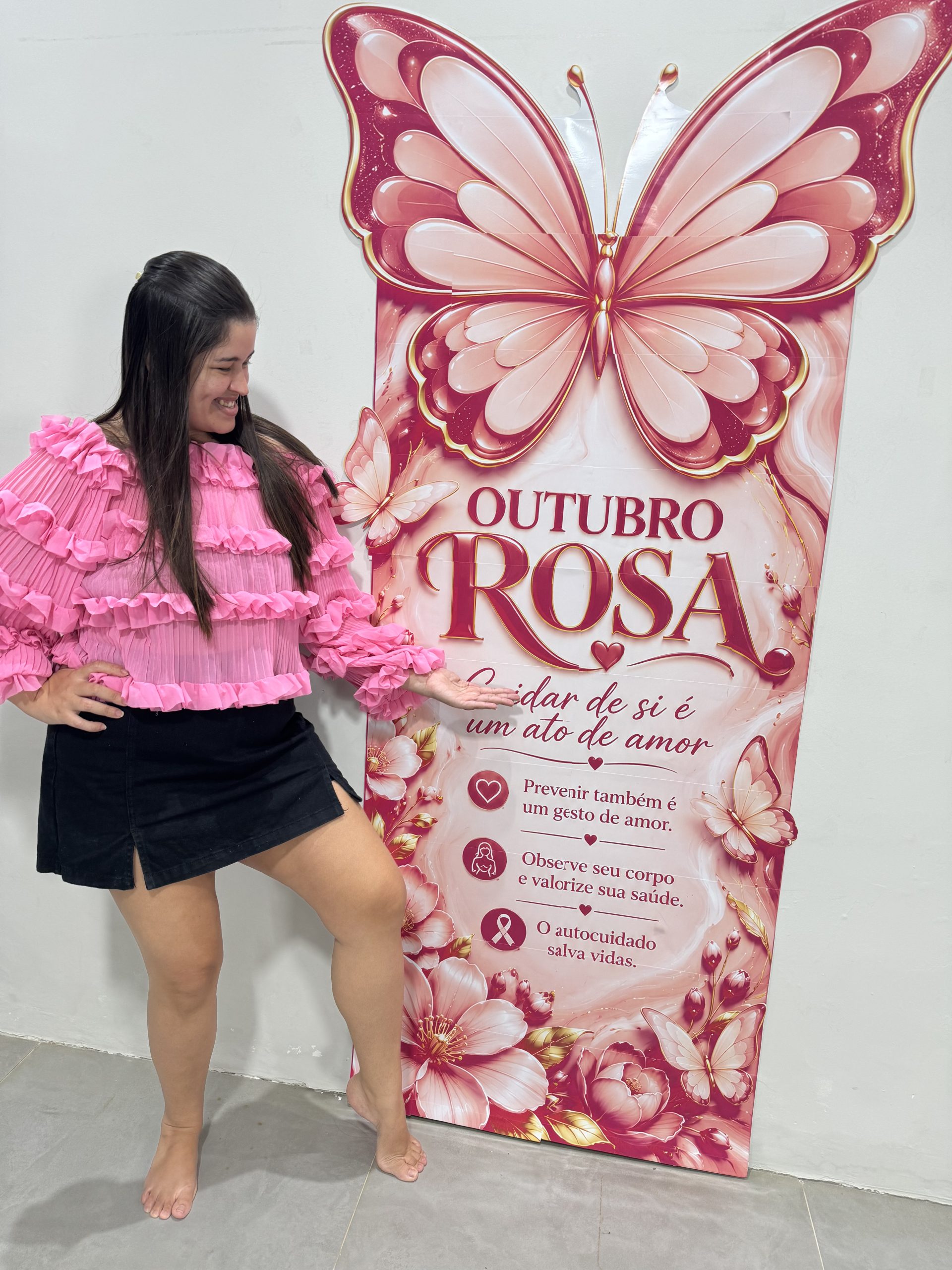 🦋🌸 CARTAZ OUTUBRO ROSA – UM TOQUE DE ESPERANÇA