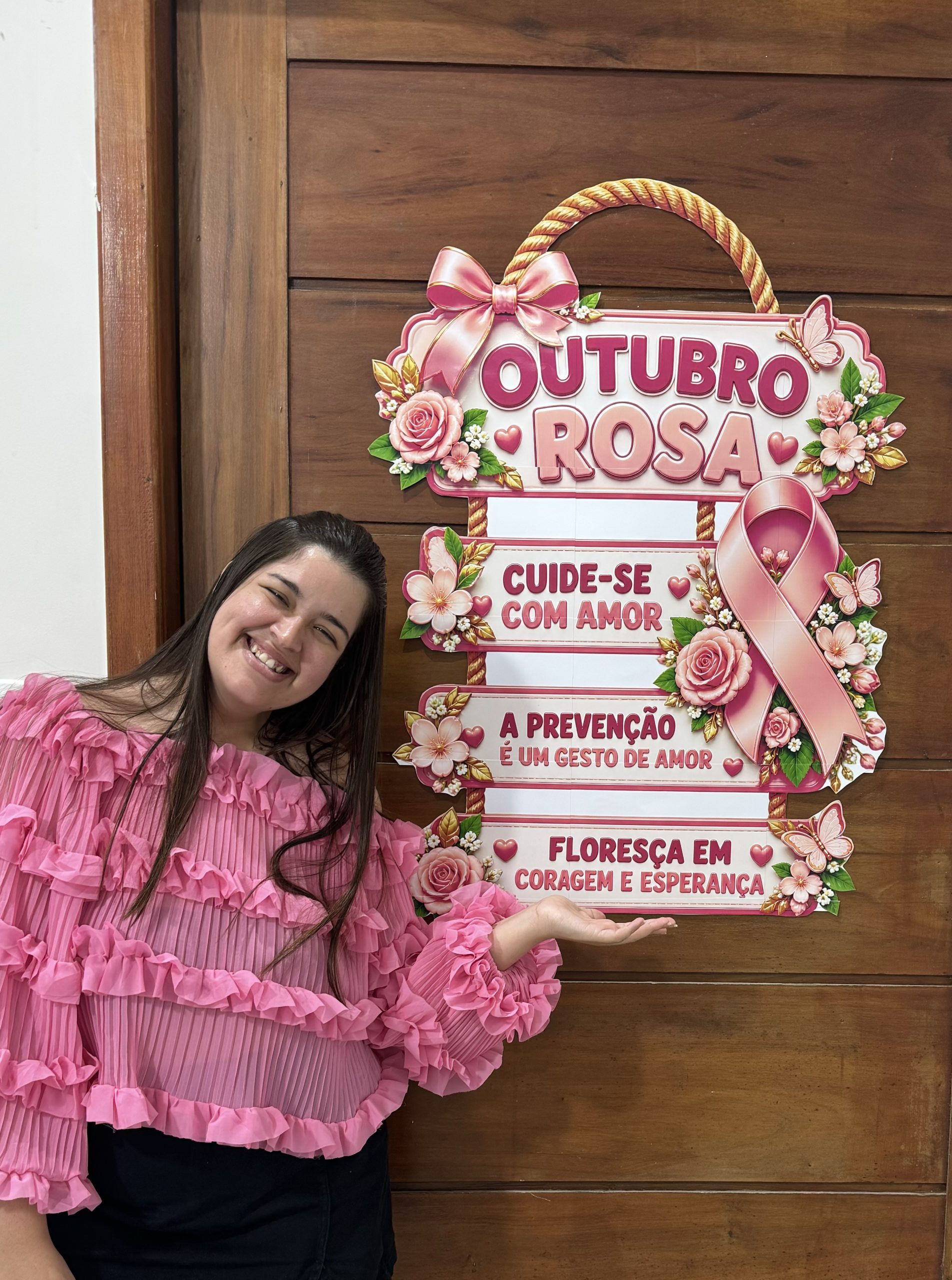 🎀 Placa de Porta — Outubro Rosa