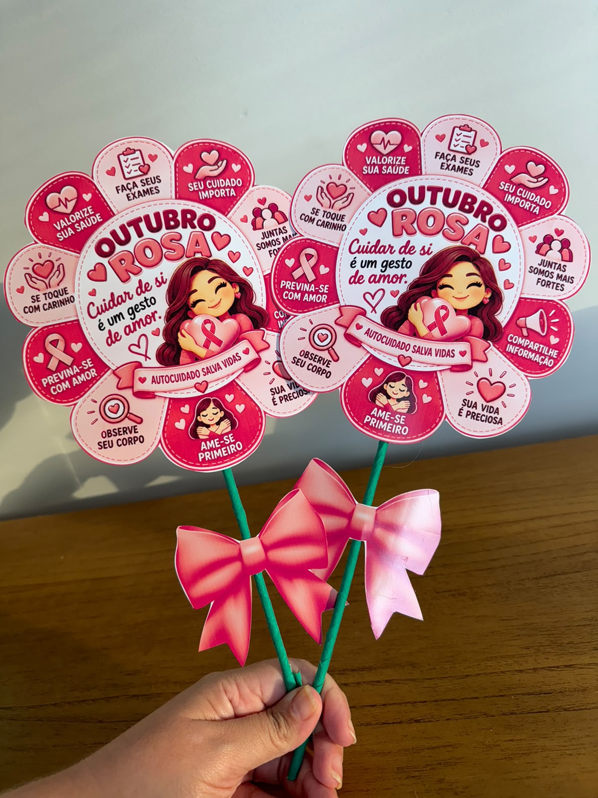 🌸💕 Lembrancinha Outubro Rosa — Flor do Autocuidado