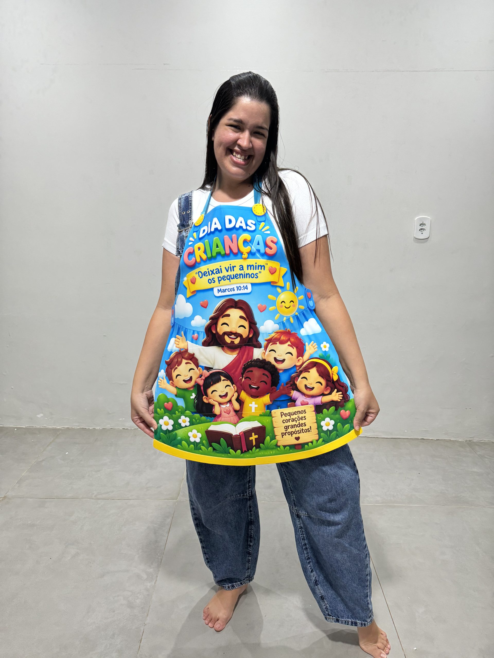 💙✨ Avental Dia das Crianças com Jesus