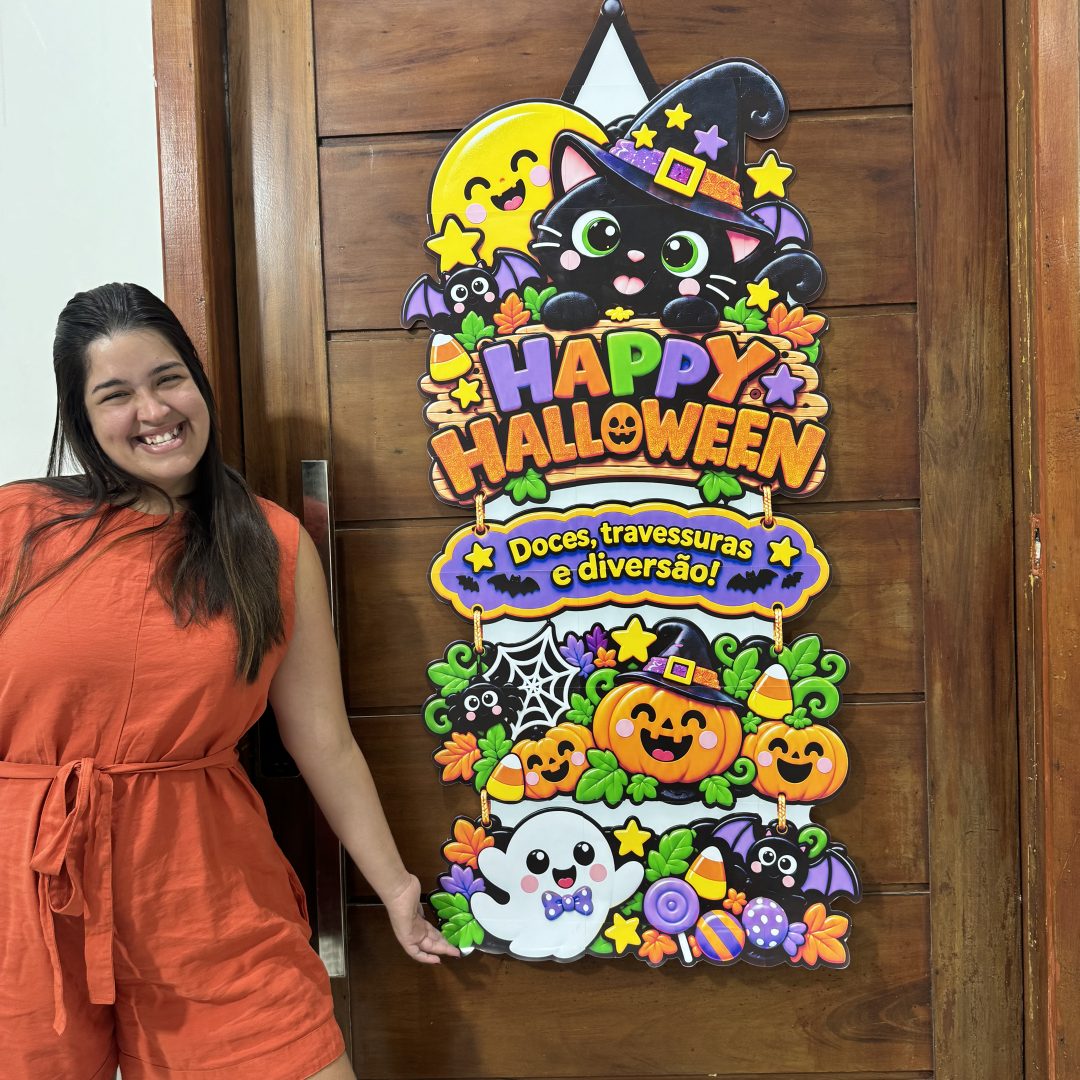 🎃👻 Placa de Porta — Happy Halloween 🦇🧙♀️