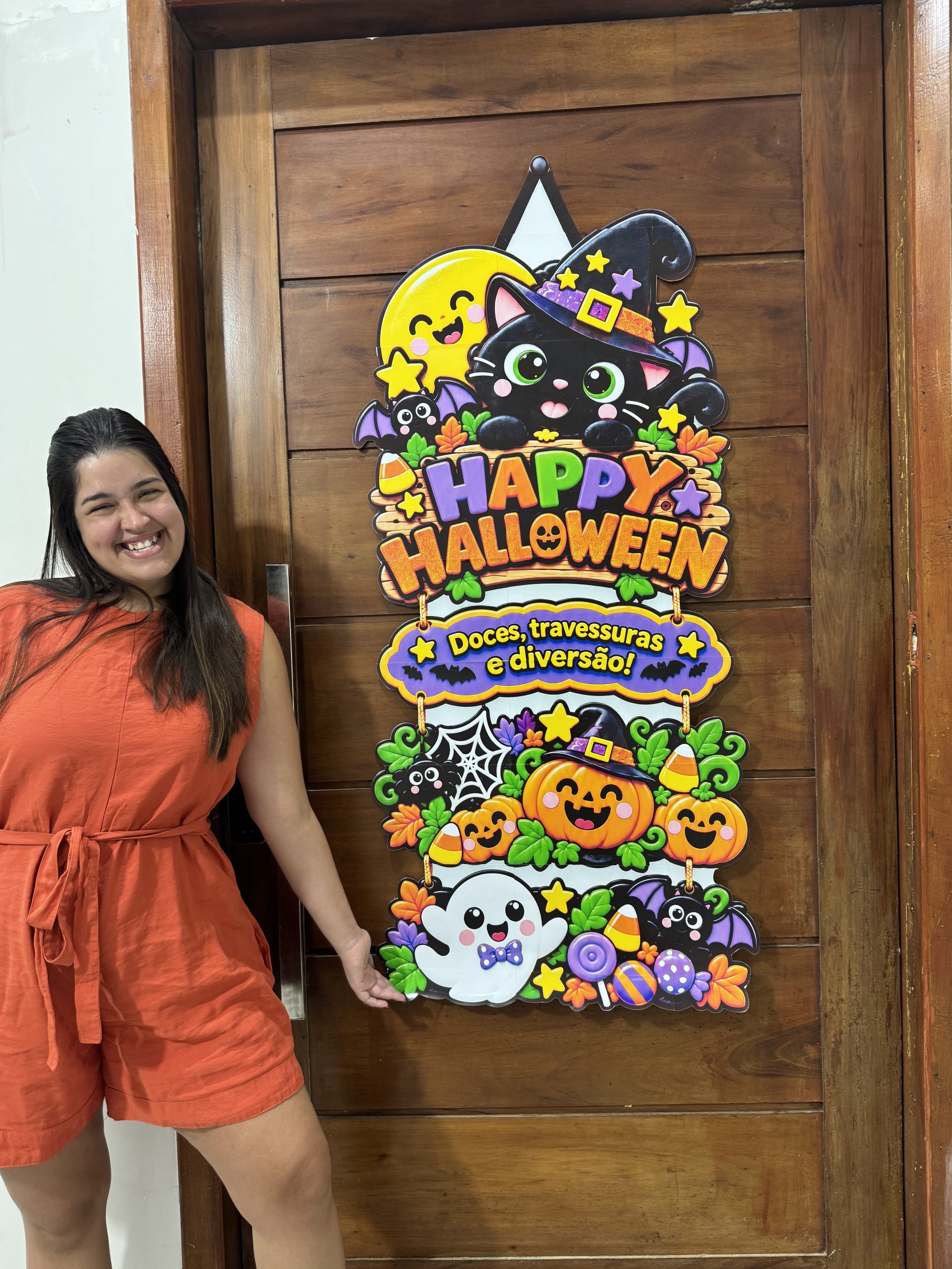 🎃👻 Placa de Porta — Happy Halloween 🦇🧙‍♀️